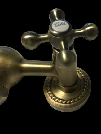 Rubinetto doccia bronzato, vecchio ottone maniglie a stella rosoni decorati