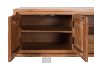 Mobile TV in massello di acacia naturale e metallo