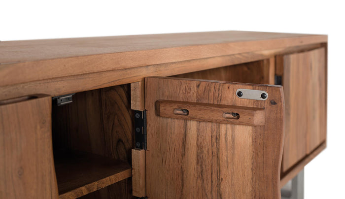 Mobile TV in massello di acacia naturale e metallo