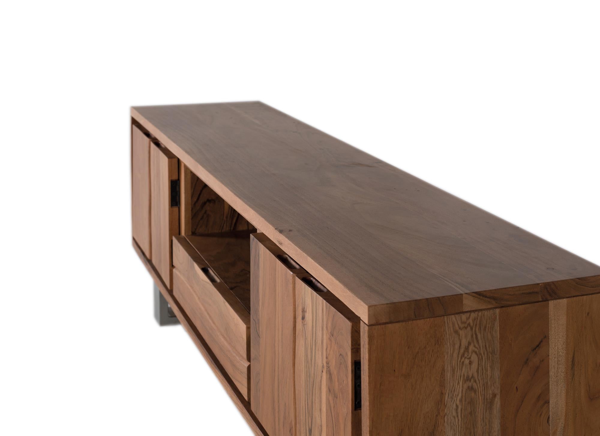 Mobile TV in massello di acacia naturale e metallo