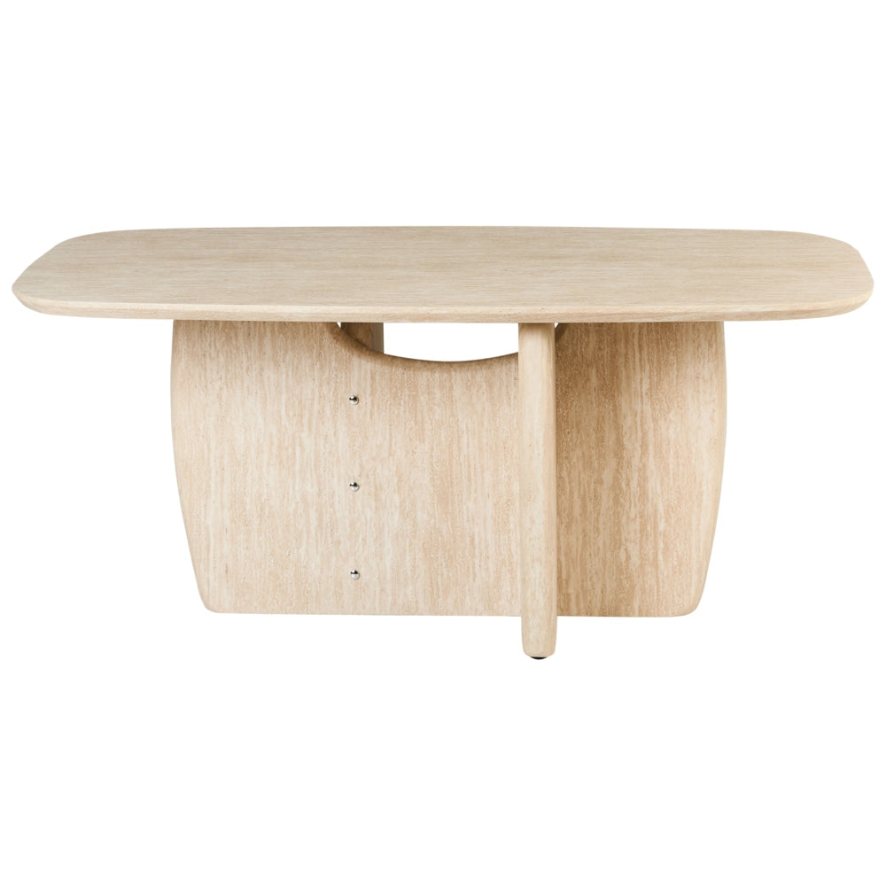 Tavolo da pranzo in MDF rettangolare con ampia base a piedistallo 180 x 90 cm Marrone chiaro stile minimalista