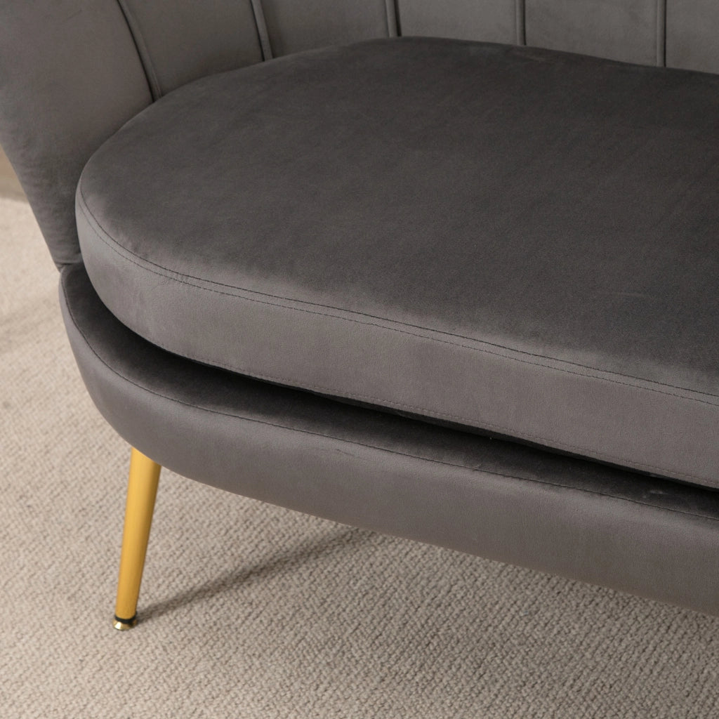 EasyComfort Divanetto 2 Posti in Tessuto Effetto Velluto con Braccioli, Divano Moderno con Seduta Imbottita per Camera da Letto e Soggiorno, 133x63x75cm, Grigio