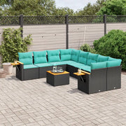 Set Divani da Giardino 9 pz con Cuscini Nero in Polyrattan 3226666