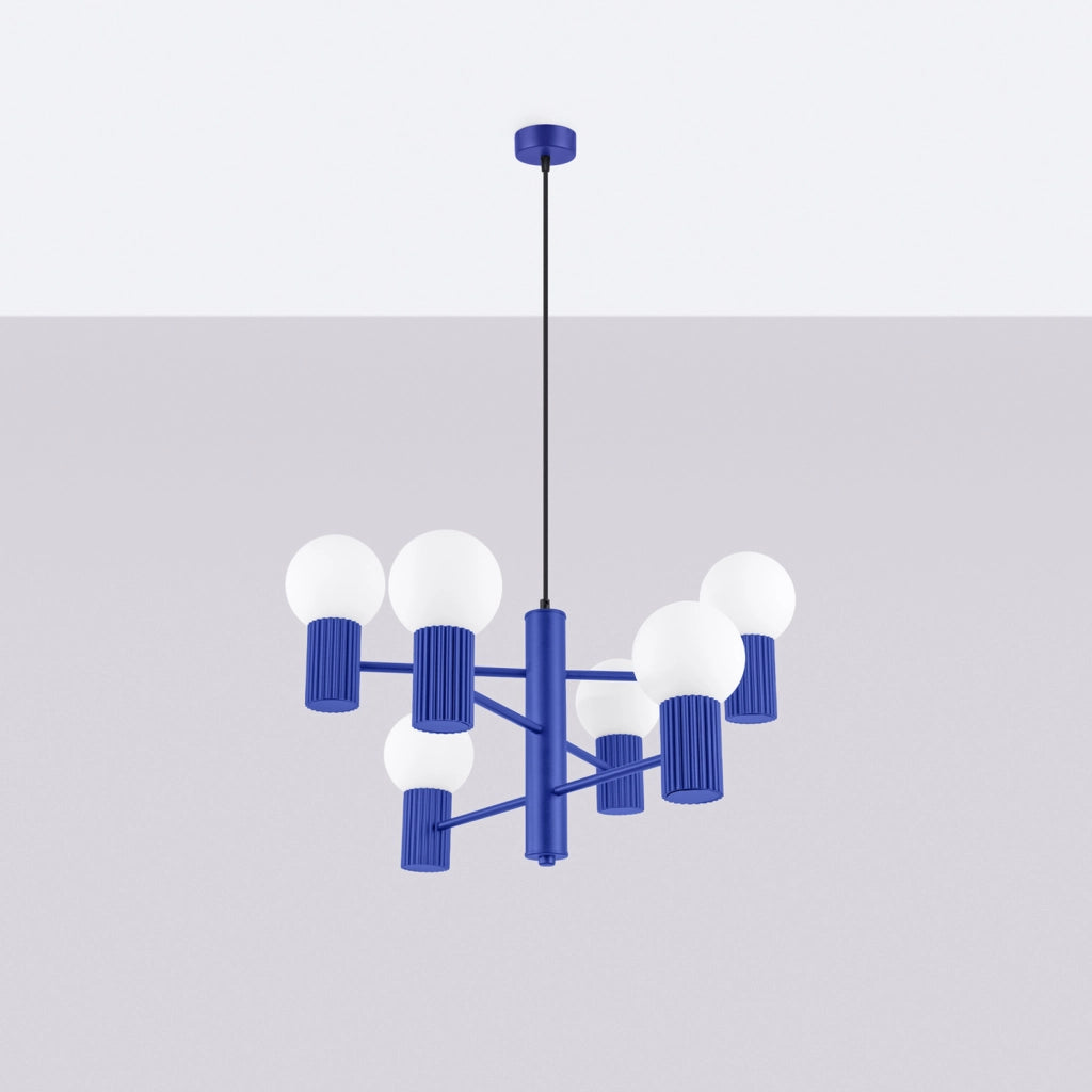 Lampadario moderno SFERA ultramarina 6 luci G9 sfere