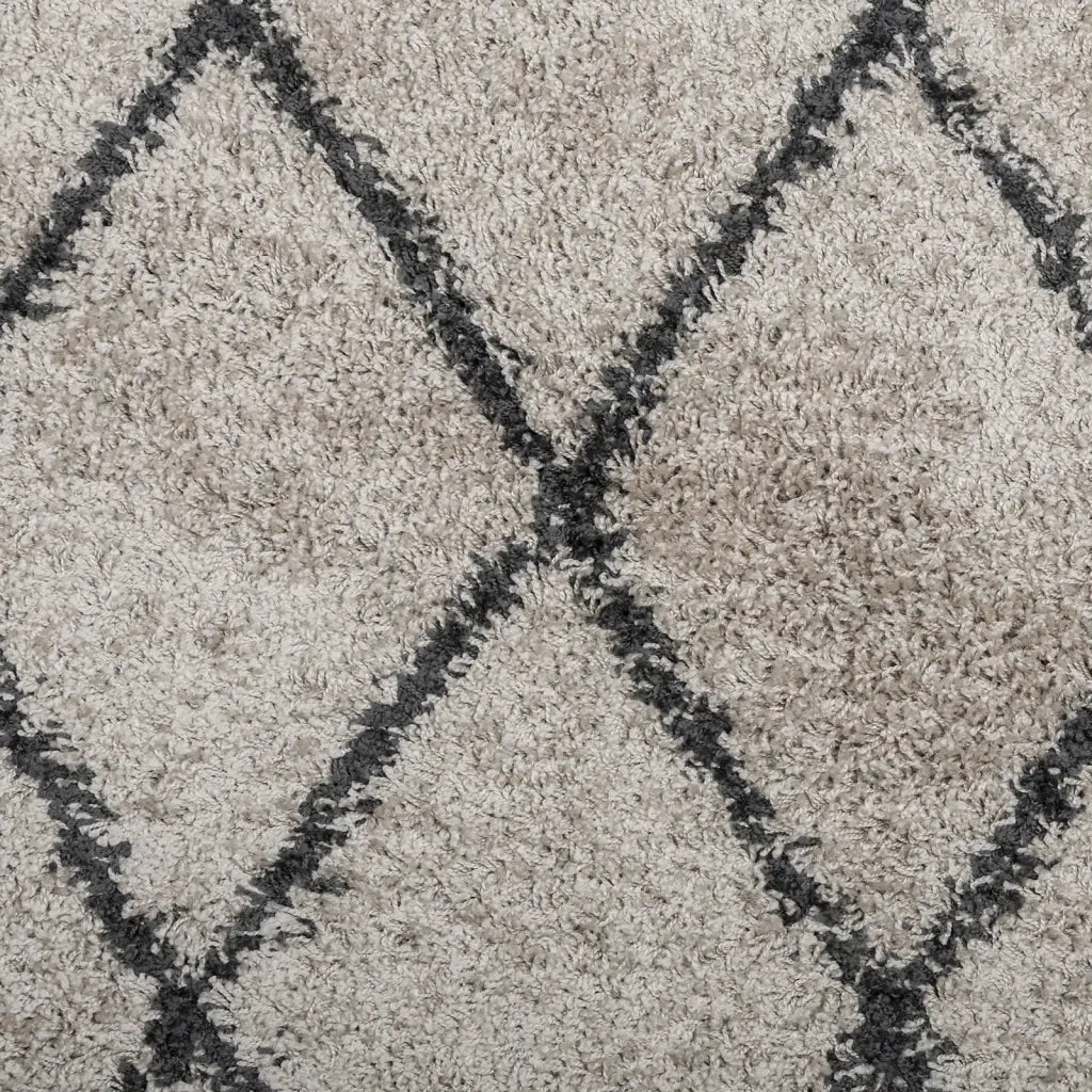 Tappeto Shaggy PAMPLONA a Pelo Lungo Beige e Antracite Ø 100 cm 375398