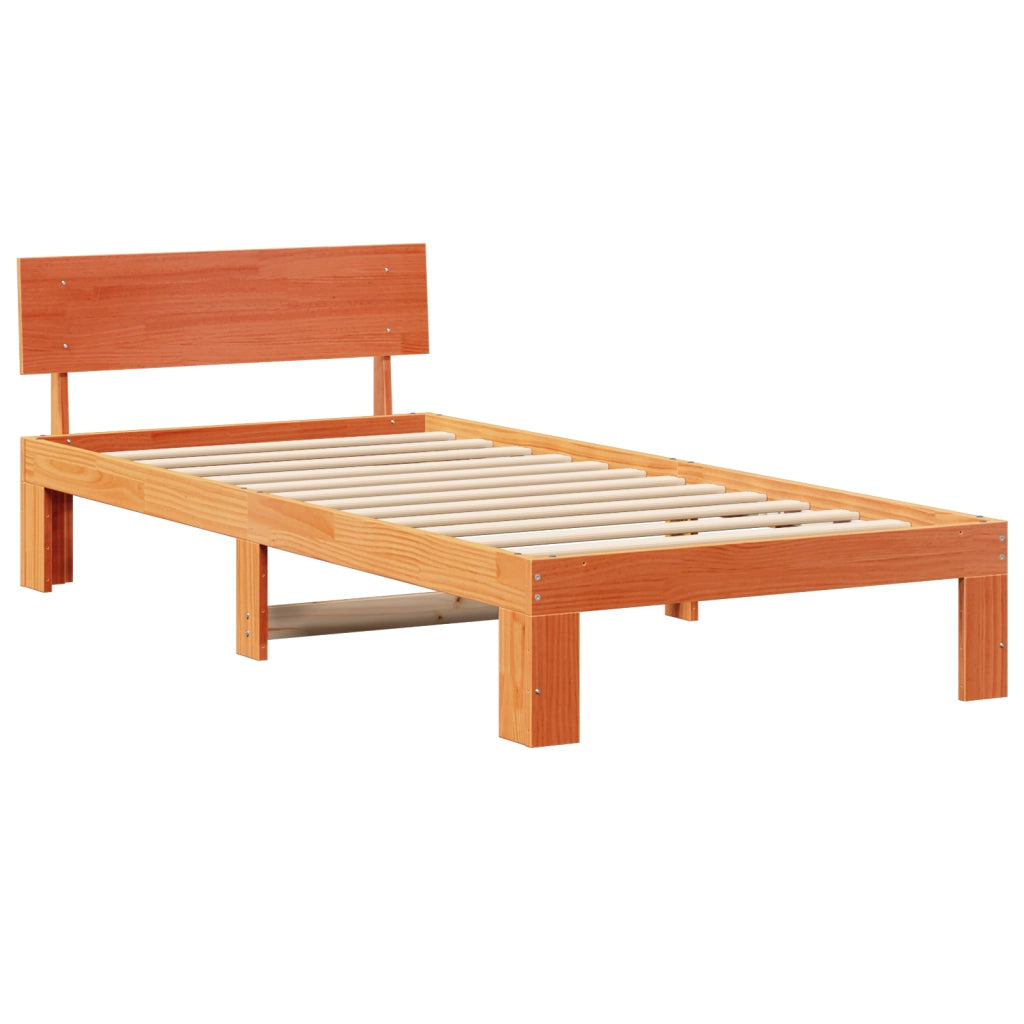 Struttura Letto con Testiera Marrone Cerato 80x200 cm Legno Massello di Pino