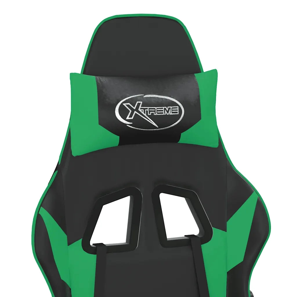 Sedia da Gaming | Sedia da e-sports Massaggiante Nero e Verde in Similpelle