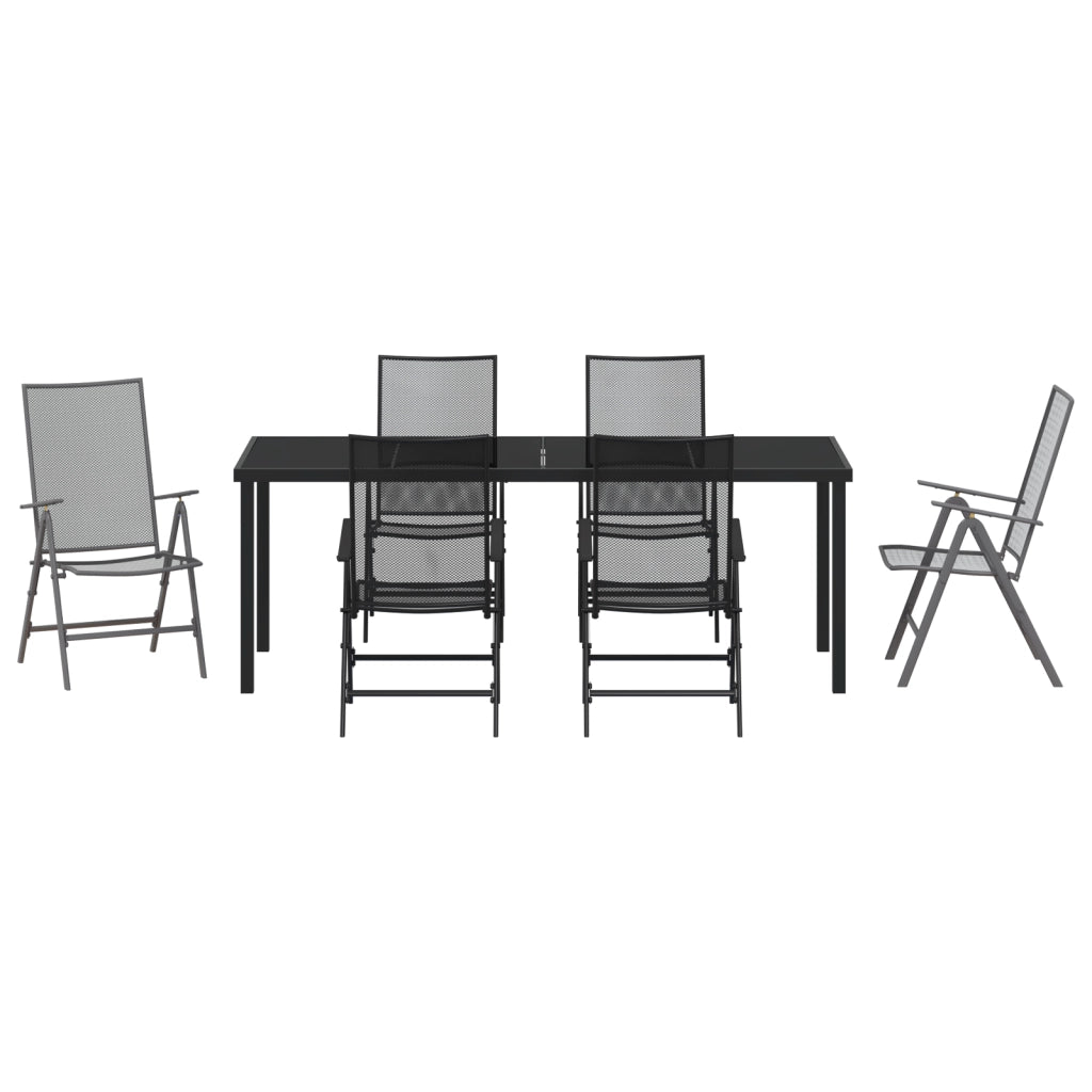 Set da Pranzo in Giardino da 7 Pezzi Acciaio Antracite