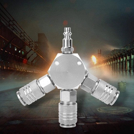 Adattatore per tubo d'aria - Adattatore di connessione rapida - Adattatore per tubo d'aria - Progettato per essere duraturo e pratico - Argento - Divertitore di connessione - Adatto per lavori di bricolage - Piccolo