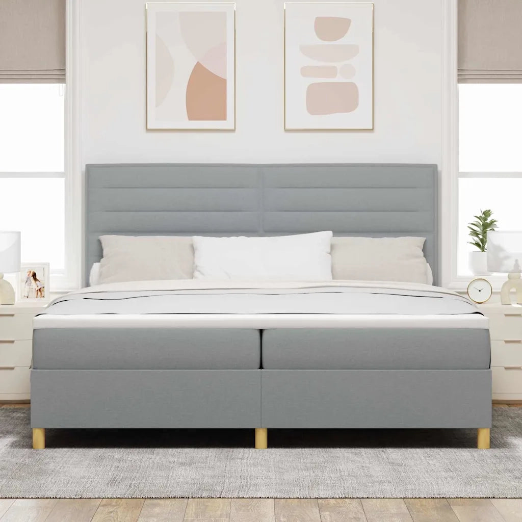 Letto a Sorgente LED Grigio chiaro 200 x 200 cm Tessuto 3343047