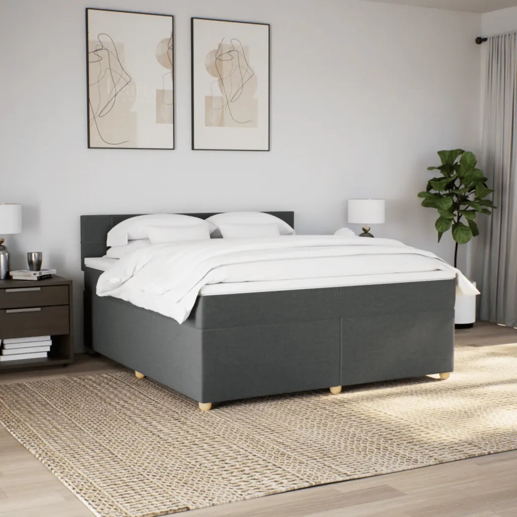 Giroletto a Molle con Materasso Grigio Scuro 180x200 cm Tessuto