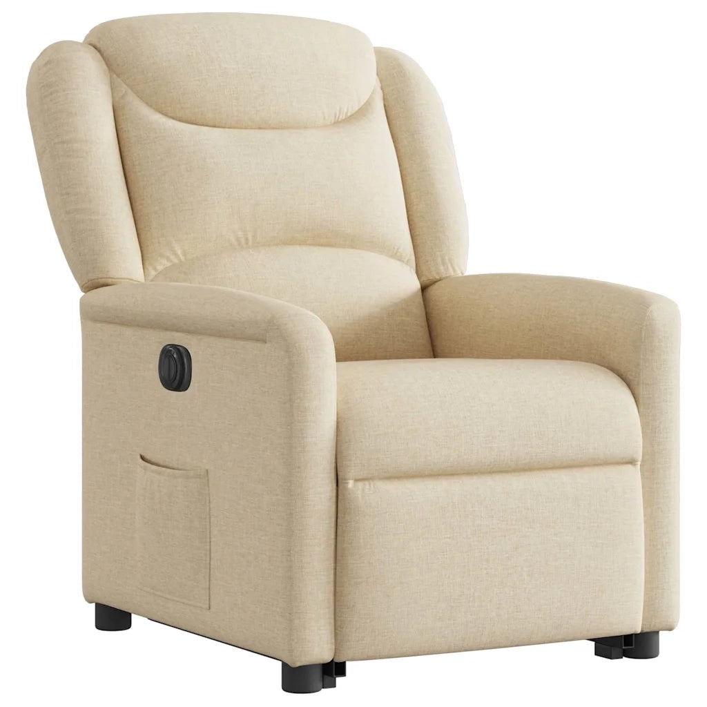 Poltrona Alzapersona Reclinabile Elettrica Crema in Tessuto 3303222