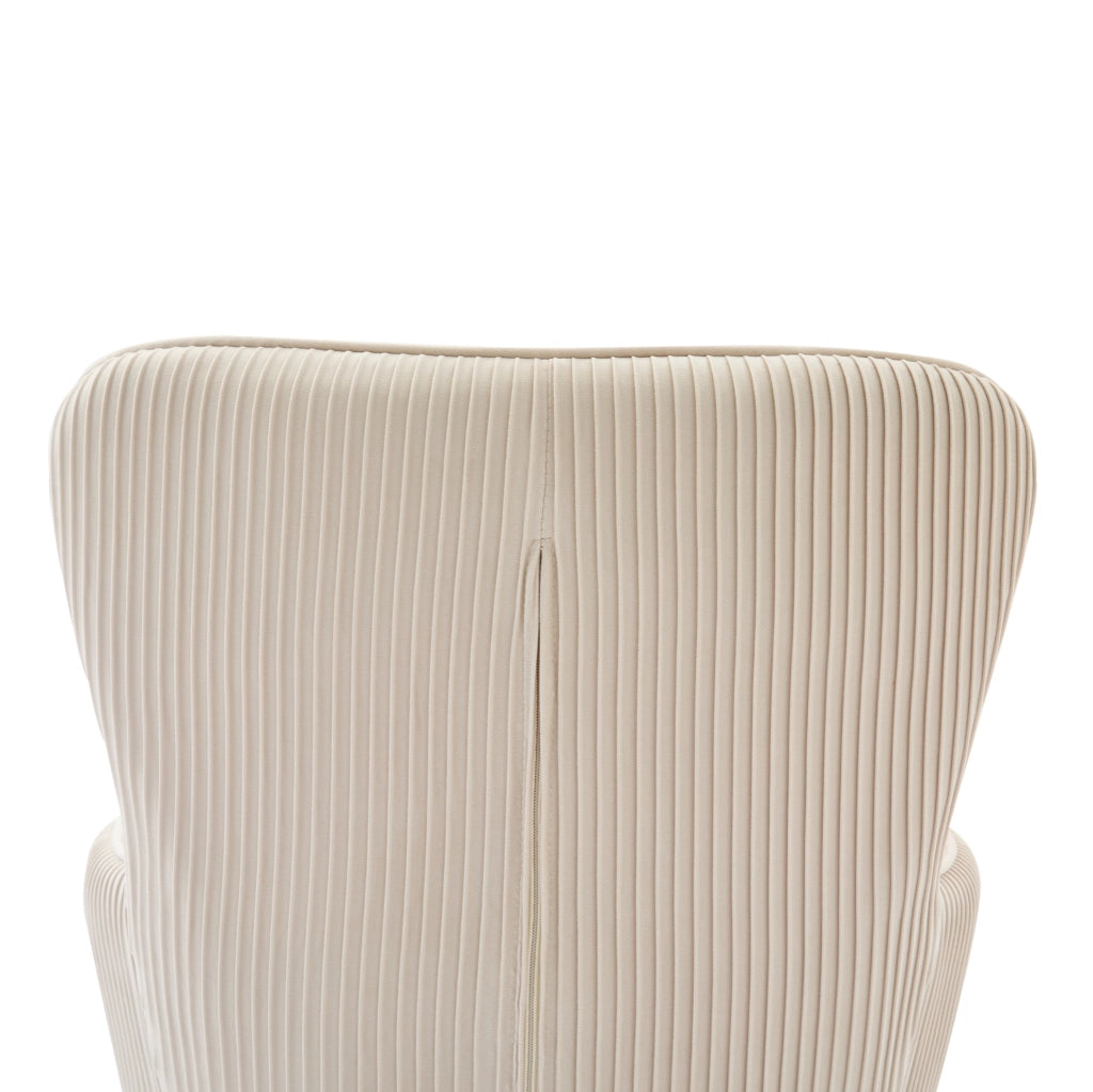 Set 4 sedie in velluto beige con braccioli, piedi regolabili