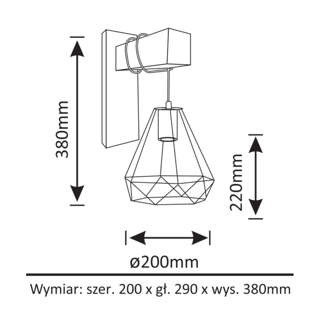 Applique da parete VIGO metallo nero/legno 1xE27 Polux 314680