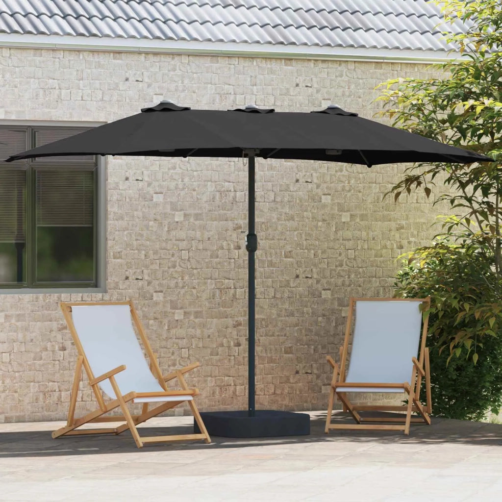 Ombrello da giardino Nero 385 x 209 x 244 cm Poliestere 42003289