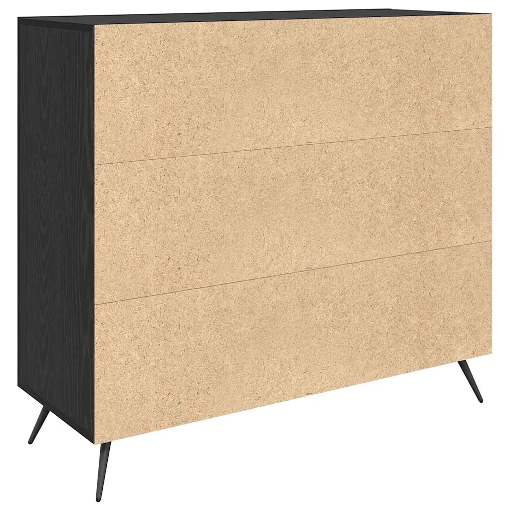 Credenza-Buffet-Armadio da cucina Rovere Nero 89,5 x 34 x 80 cm Legno multistrato
