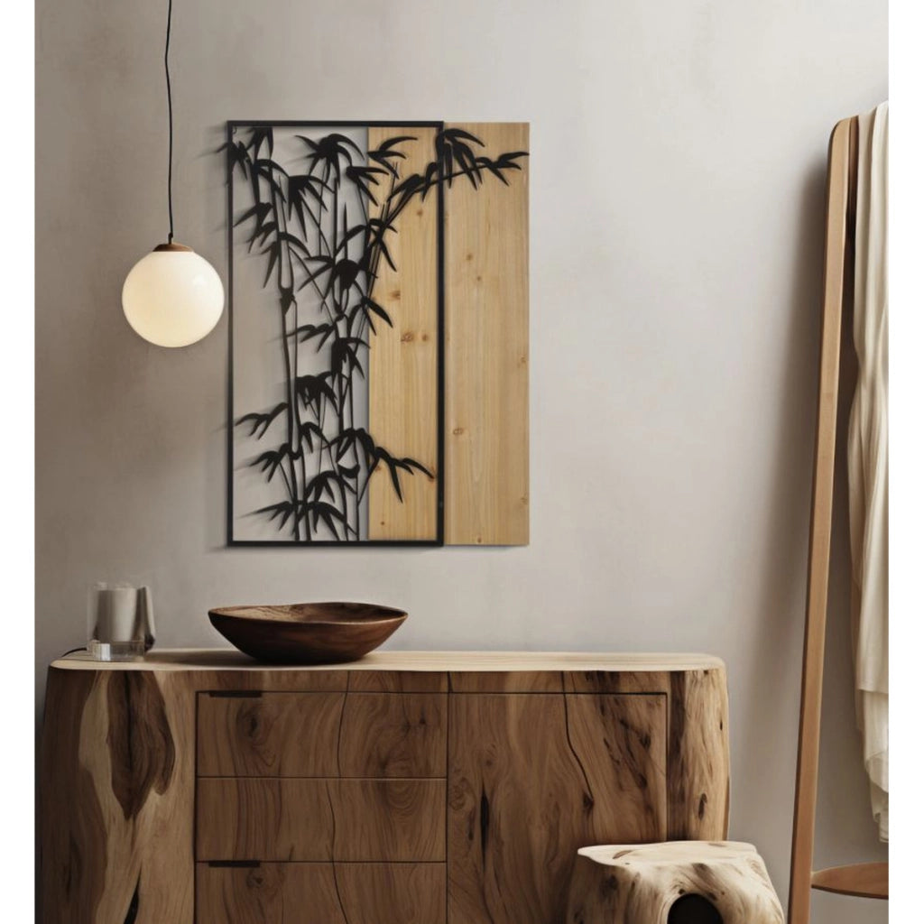 Decorazione in Metallo e Legno Bamboo, Marrone, Metallo, 58x2x80 cm