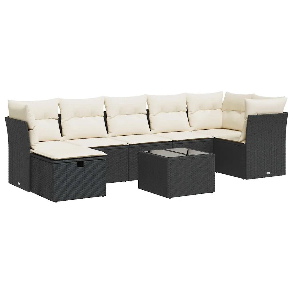Set Divani da Giardino con Cuscini 8 pz Nero in Polyrattan 3325312