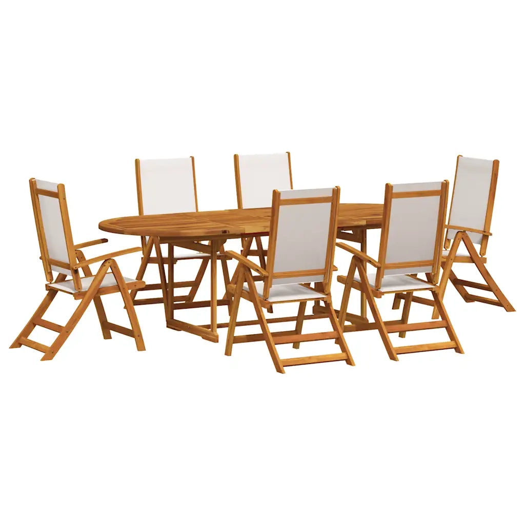 Set Pranzo da Giardino 9pz Legno Massello di Acacia e Textilene