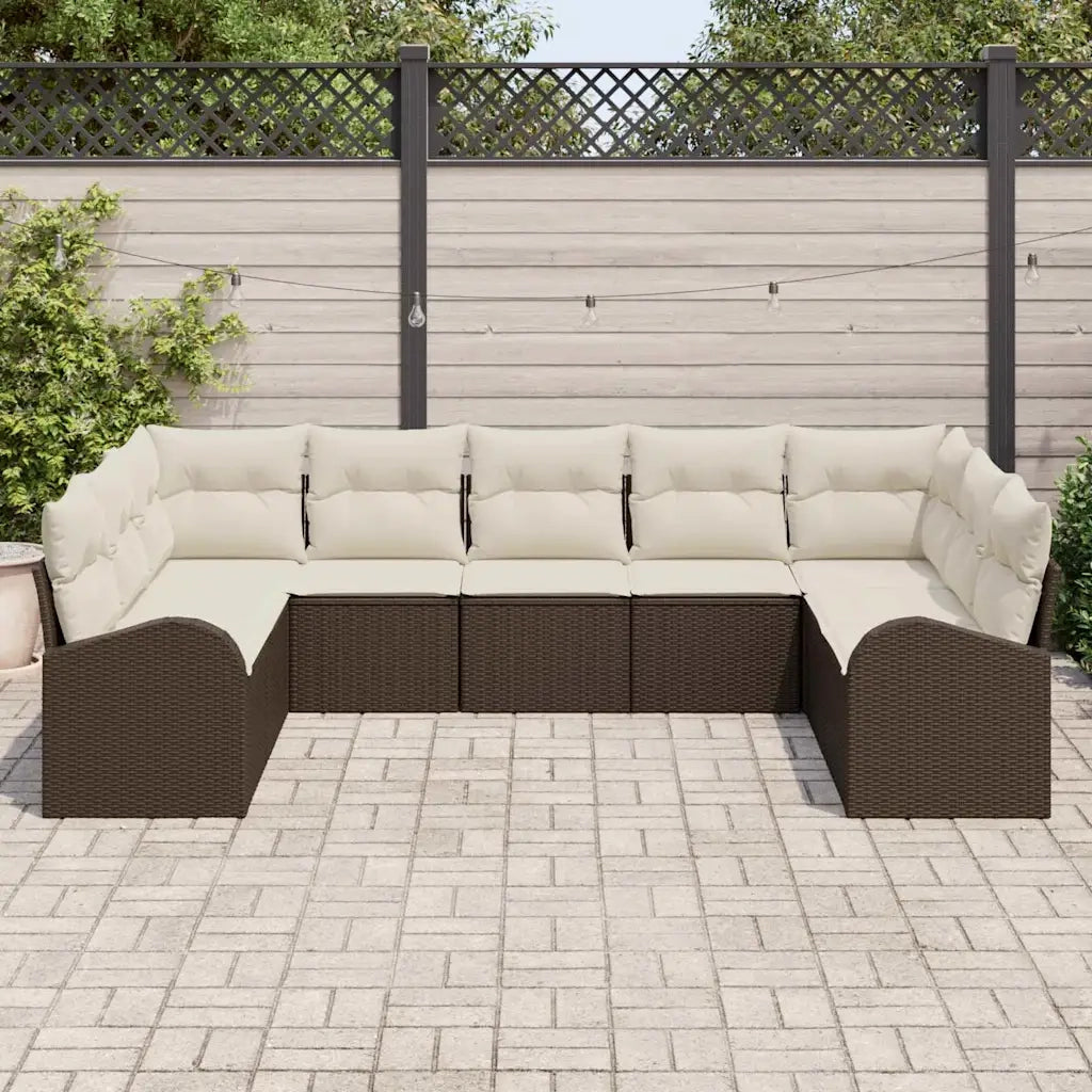 Set di divani con cuscino 9 pcs Marrone Rattan in Polipropilene 3346198