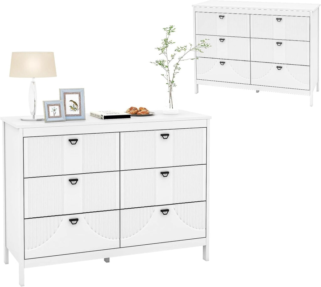 Cassettiera con 6 cassetti grandi, credenza con protezione antiribaltamento, armadio buffet moderno per soggiorno, ufficio, cucina