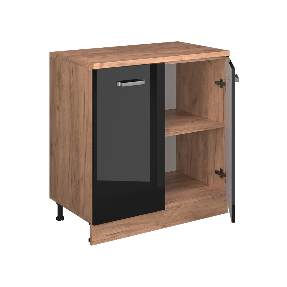Mobile per mansarda Rion Nero lucido/Rovere dorato 80 x 83.8 cm senza inclinazione con 2 ante Vicco