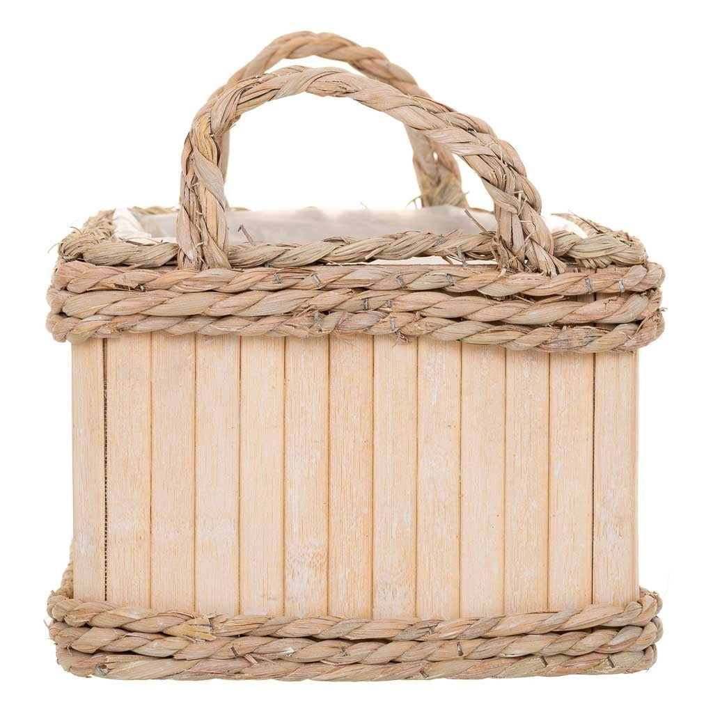 Set di 3 cestini ovali in legno marrone