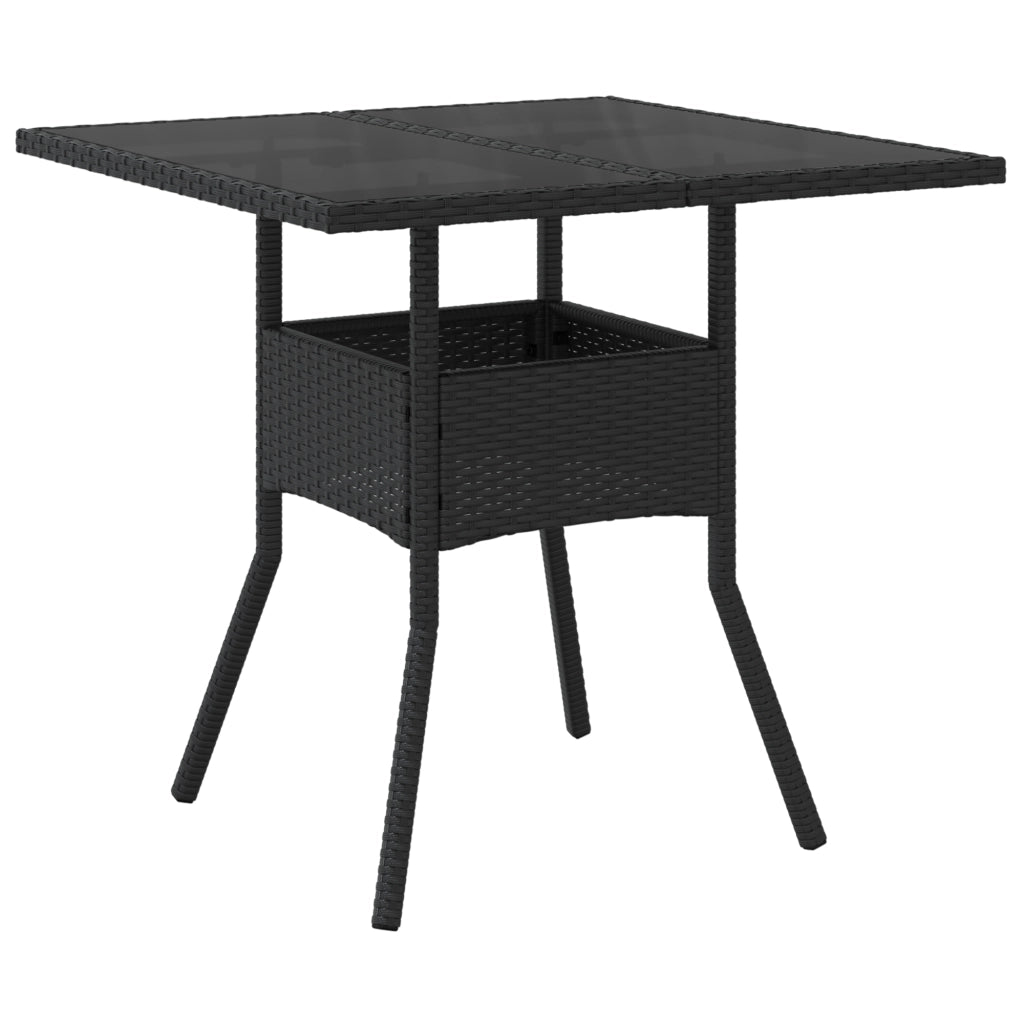 Set da Pranzo da Giardino in 3 Pezzi Rattan Nero