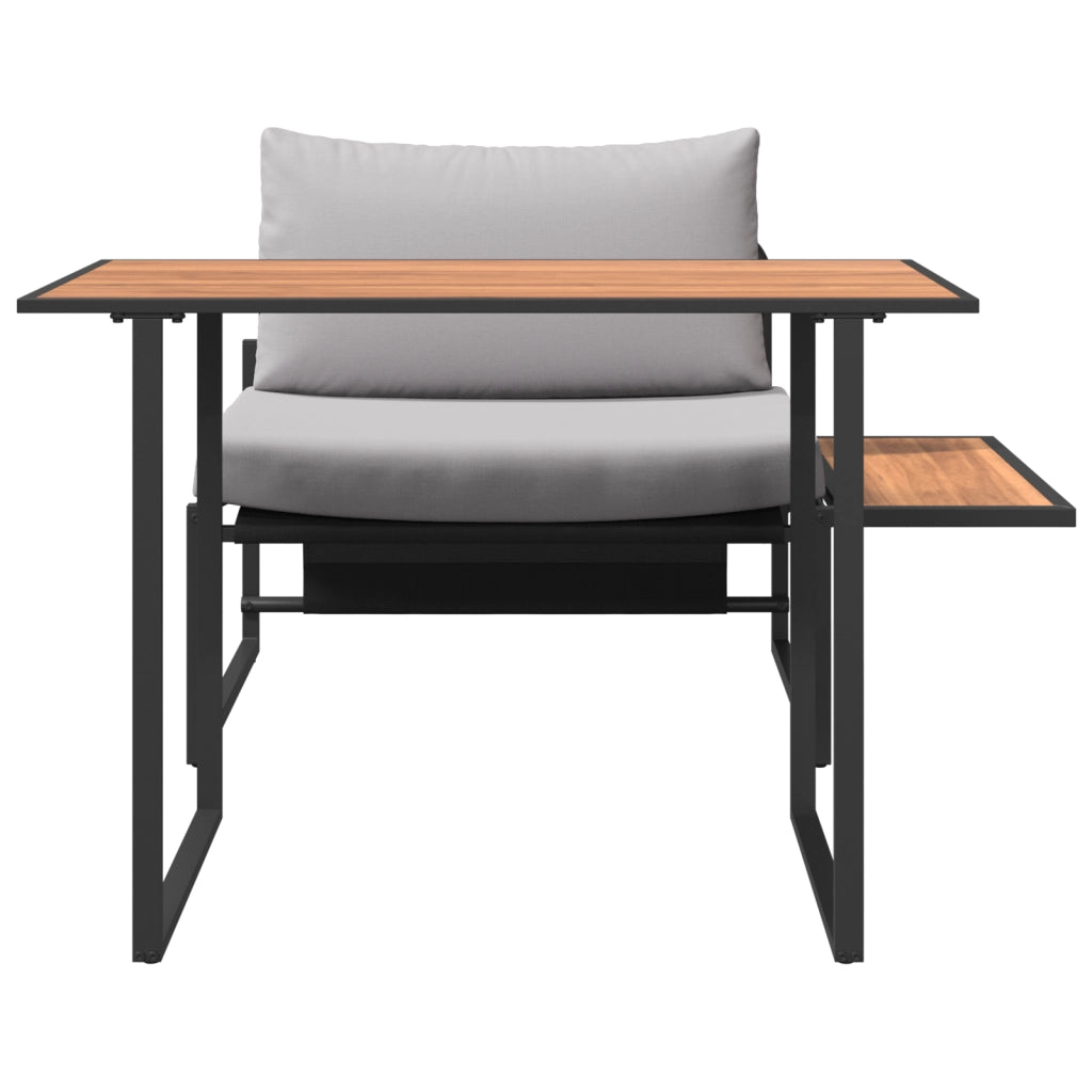 Set da pranzo da giardino da 2 pezzi con sedia singola e cuscini grigio chiaro