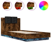 Letto singolo | Letto per adulti | Giroletto con Testiera e LED Rovere Fumo 100x200 cm
