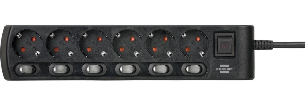 Brennenstuhl 1153110116 prolunghe e multiple 2 m 6 presa(e) AC Interno Nero