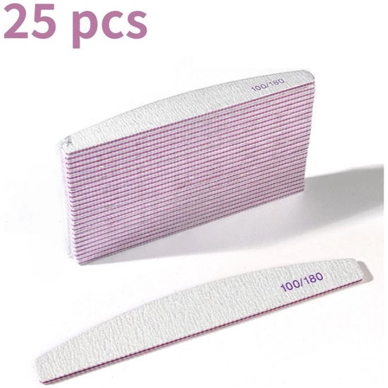 Set di viti per unghie professionale a doppia faccia - 100/180 trama - viti per unghie emery a doppia faccia - viti per unghie a doppia faccia curvate - per cura e stile delle unghie (grigio)