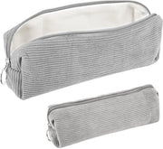 Etui di corduroy per scuola, etui estetico, etui pratico, etui moda per bambini e bambine, borsa da scuola portatile per adolescenti, scuola, ufficio (grigio)