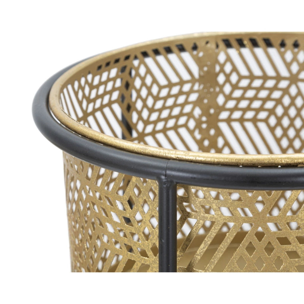 Set di 2 Vasi per Piante VKH395, Oro, Metallo, 37x37x76 cm