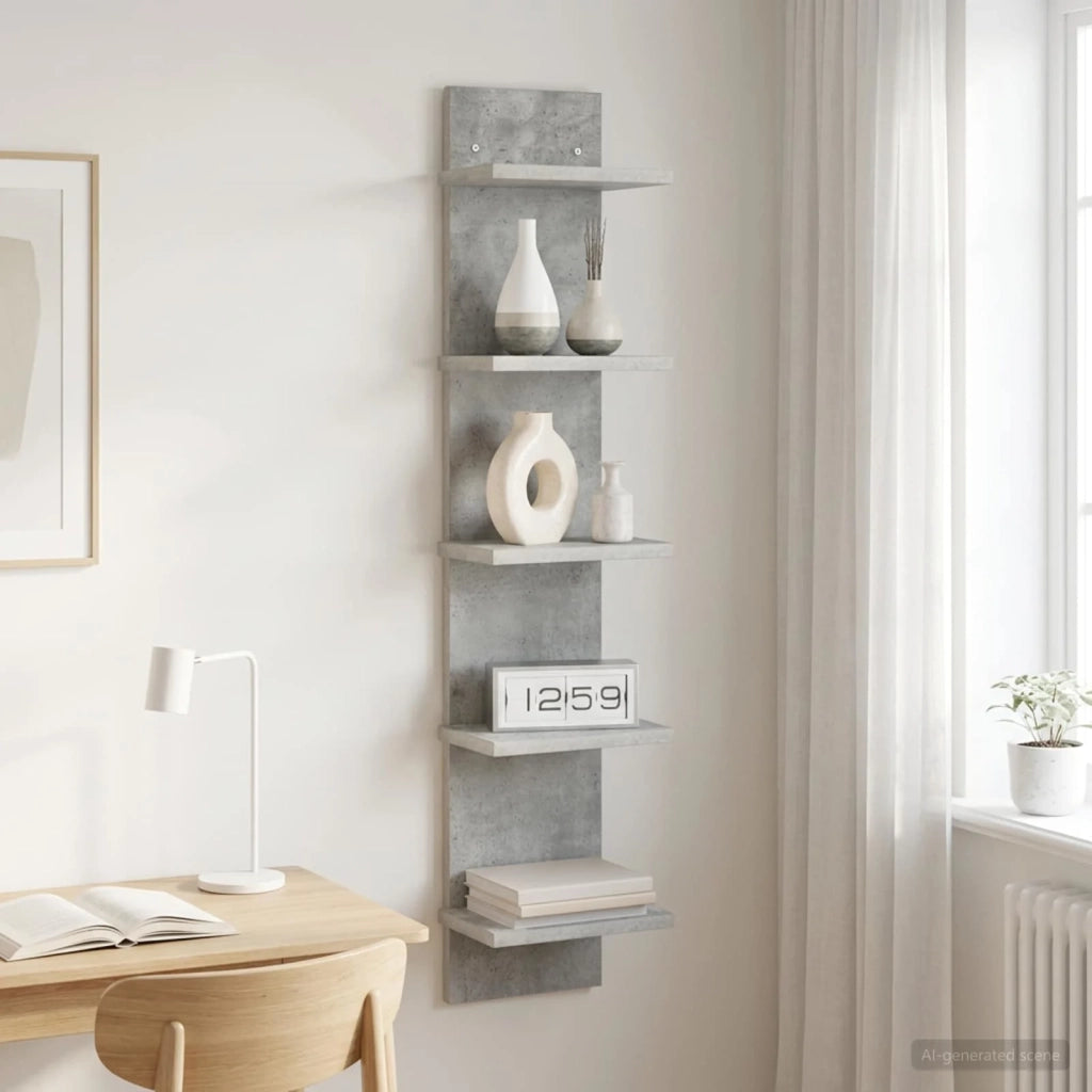 Scaffale da parete Grigio Cemento 22 x 15 x 100 cm 8012426