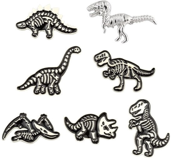 Enameli Pins Dinosauri - Brocchi Gotici - Per Halloween - Bottoni Divertenti - Adatti per Signore e Signori - 7 pezzi
