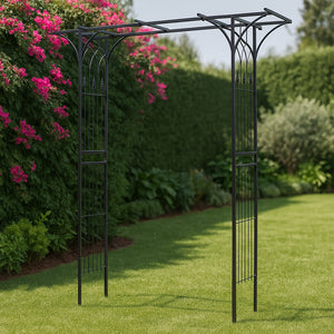 Arco da giardino per rose e piante rampicanti 205x50x208cm acciaio nero