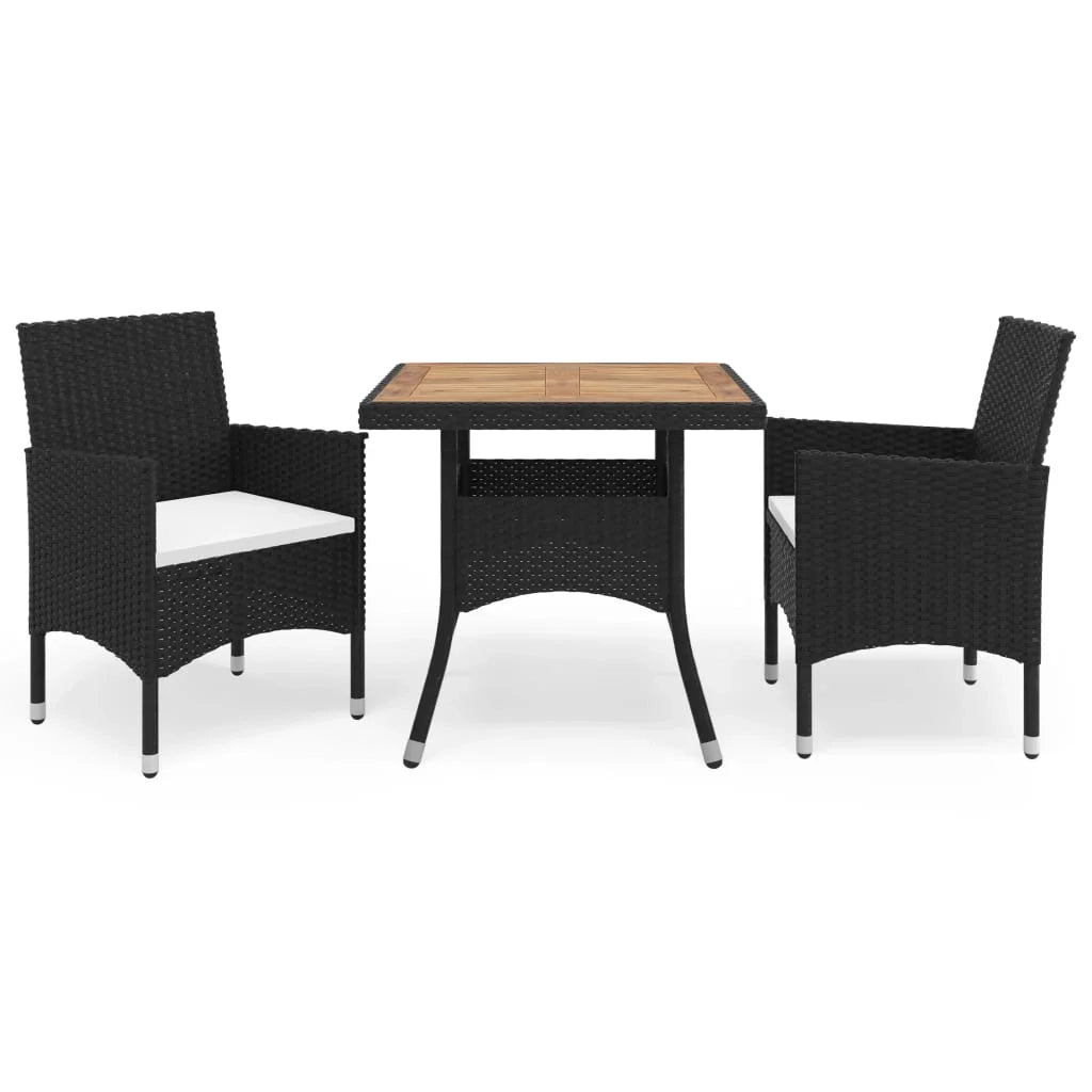 Set da pranzo da esterno 3 pezzi vimini in resina nera e legno di acacia 02_0014264