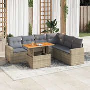Set Divani da Giardino 7 pz con Cuscini Beige in Polyrattan 3327048
