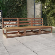 Divano da Giardino 3 Posti Marrone Ambra Legno Massello di Pino 3075302