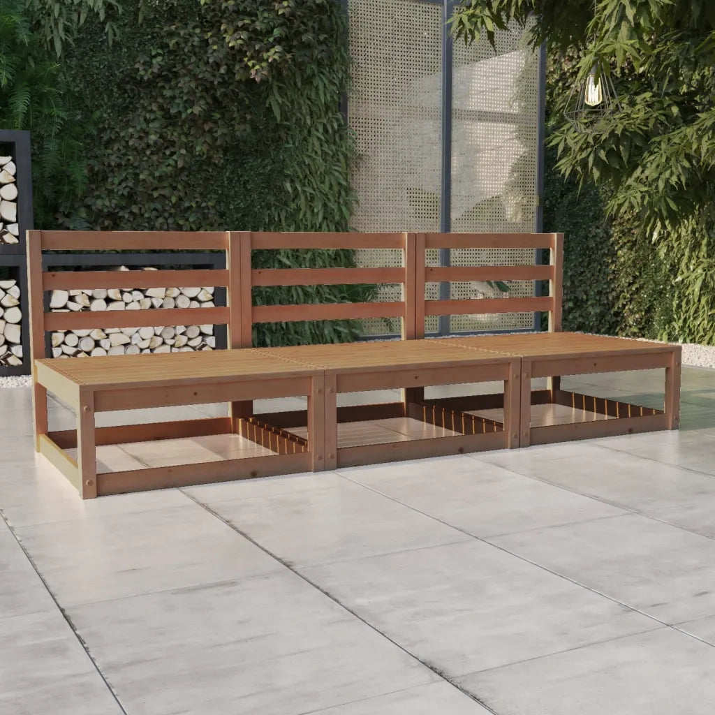 Divano da Giardino 3 Posti Marrone Ambra Legno Massello di Pino 3075302