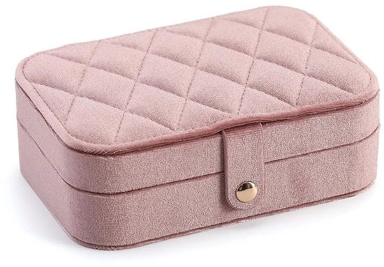 Set di accessori per gioielli con texture elegante - rivestimento in velluto - specchietto per trucco - distributore flessibile - protezione antiscivolo - design unico - scatola per gioielli