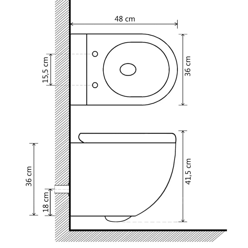 WC Sospeso con Design Senza Bordi in Ceramica Bianca