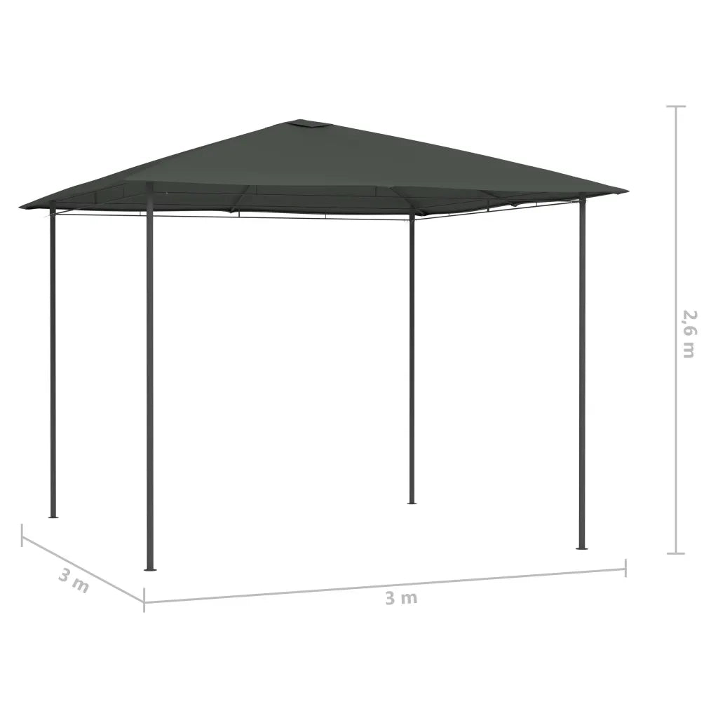 Gazebo 3x3x2,6 m Antracite 160 g/m² 313610