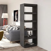 Libreria Divisorio-Scaffale per Libri-Mobile di Stoccaggio Grigio 60x35x167cm in Legno Massello di Pino