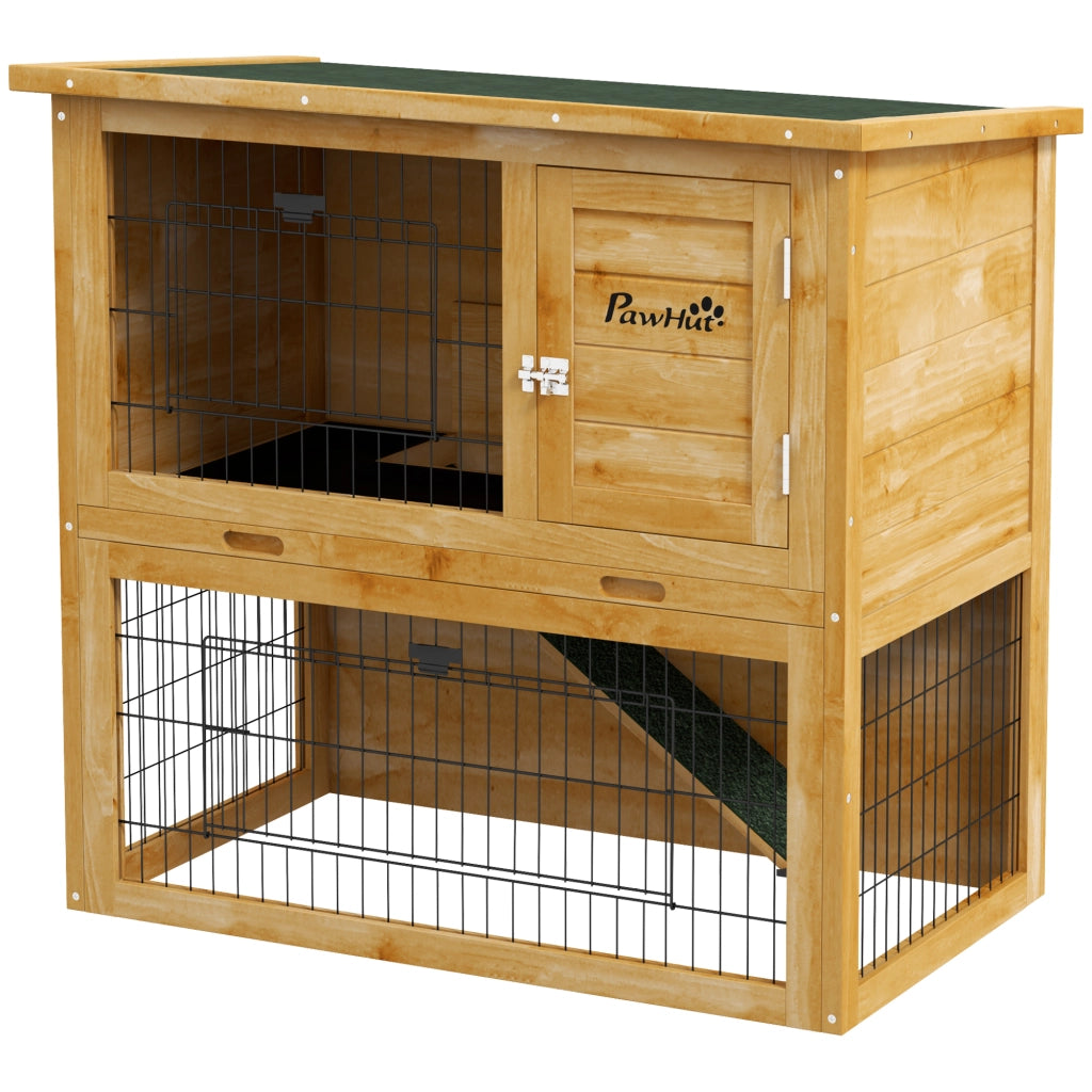 Conigliera in Legno a 2 Piani ¨C zephmum ¨C 85x50x80 cm Giallo
