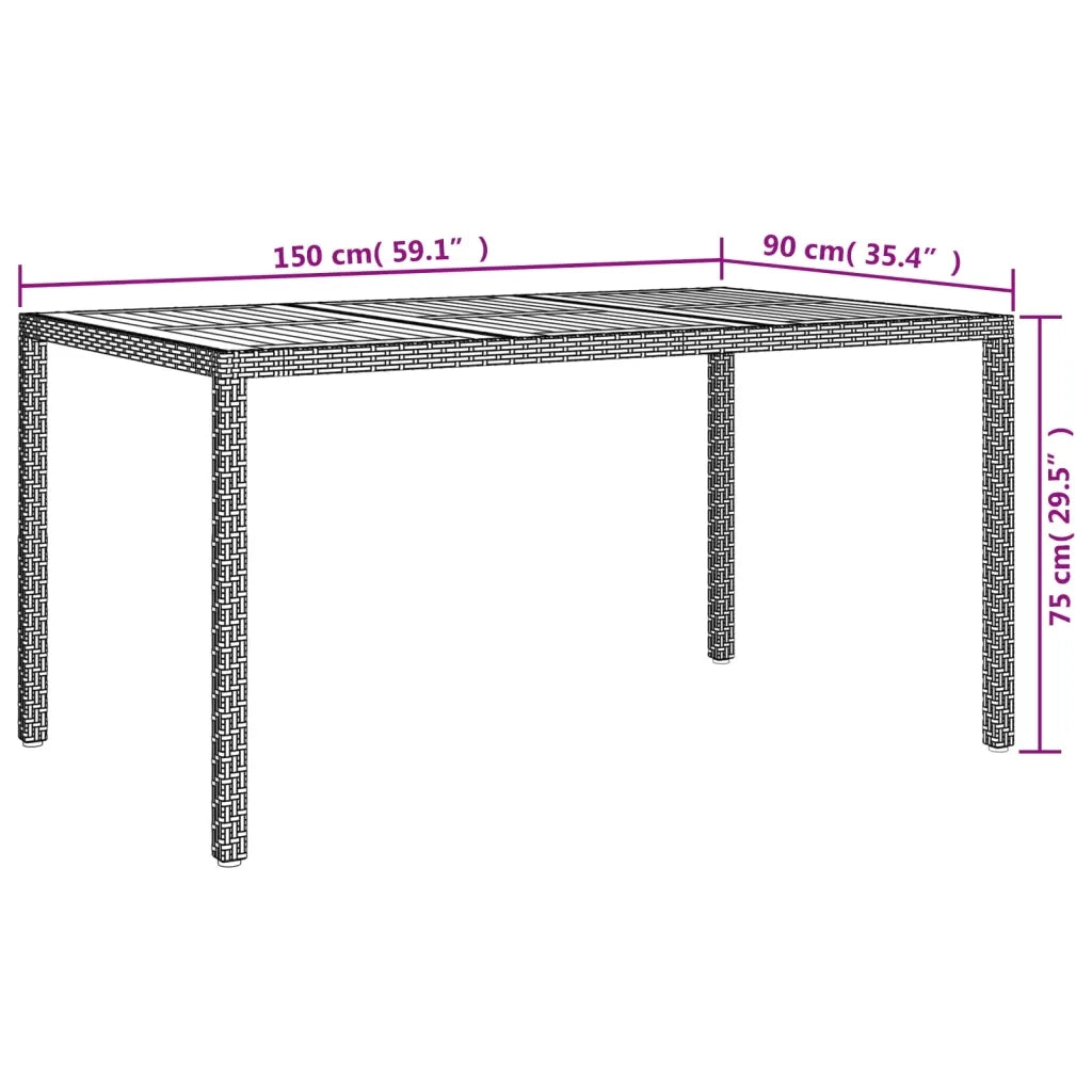 Set da Pranzo da Giardino 5 pz Nero con Cuscini in Polyrattan