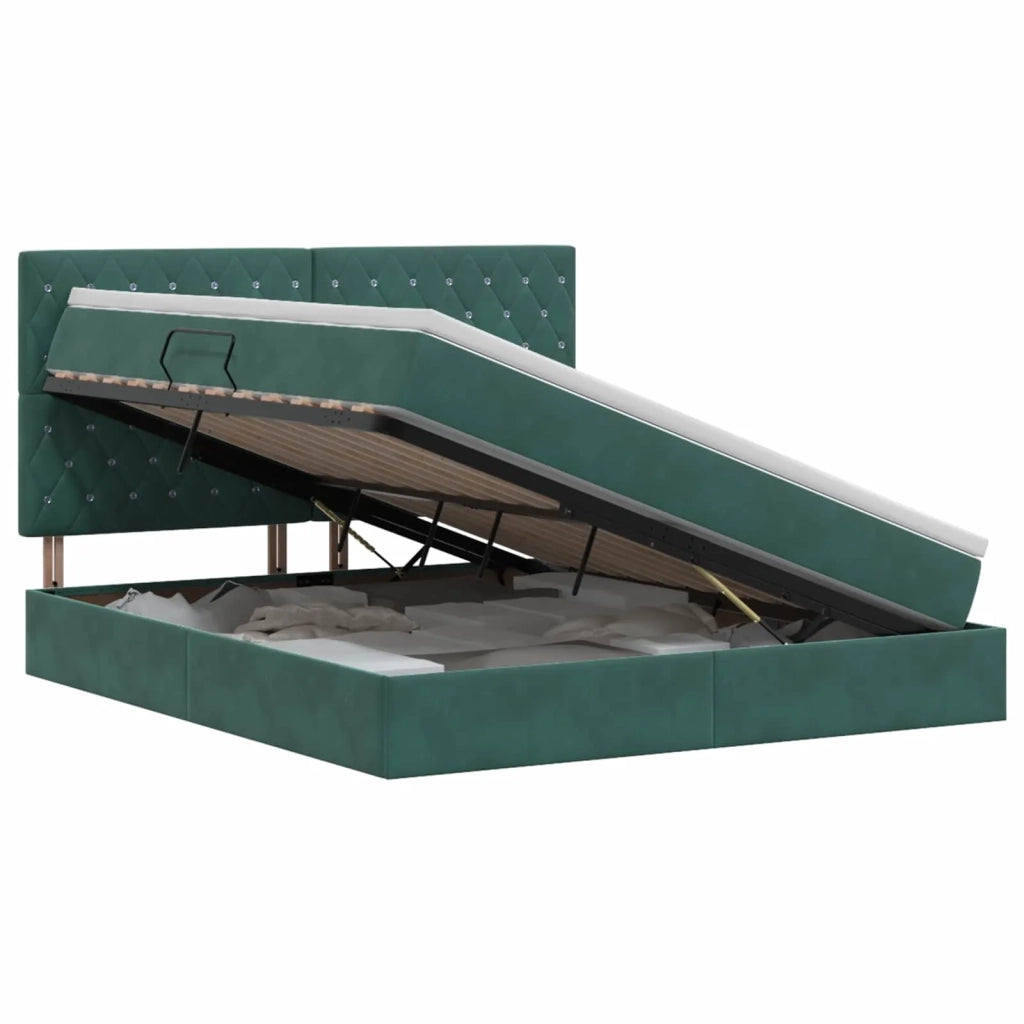 Letto con contenitore e materasso Verde Scuro 180 x 200 cm 3459648