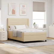 Letto Box Spring con Materasso e LED Crema 140x190 cm Tessuto