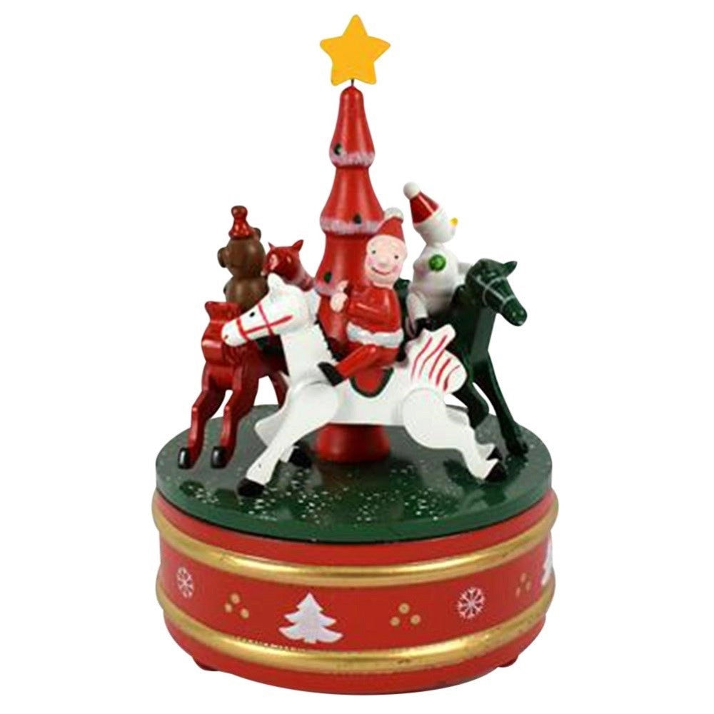 Trade Shop - Carillon Natalizio Giostra Di Natale In Legno Decorazioni Natalizie 14 X 21 Cm -